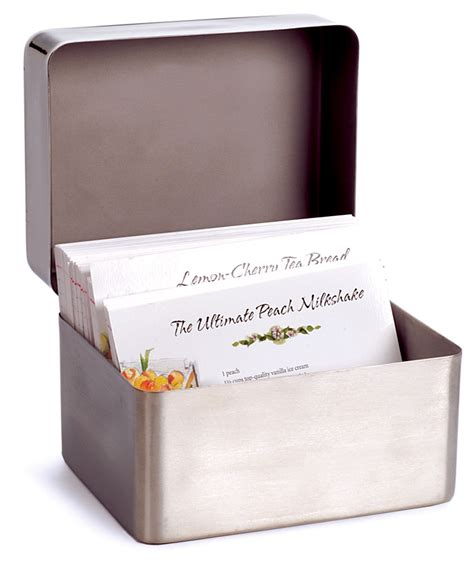 rsvp 4x6 recipe card box 18 10 stainless steel|rsvp endurance kitchen products.